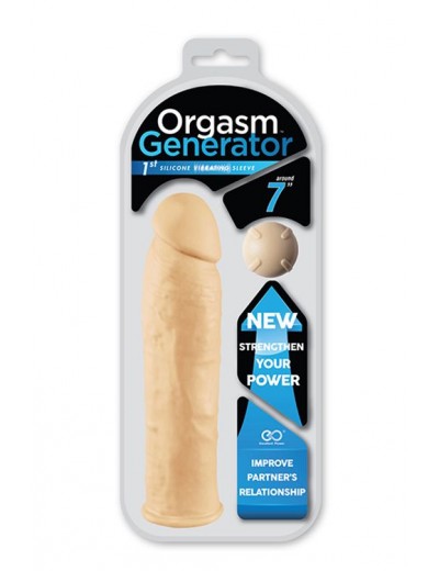 Телесная силиконовая насадка на пенис с вибрацией ORGASM GENERATOR 7 SLEEVE VIBRATING - 17 см.