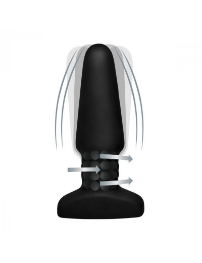 Черная анальная пробка Slim R Smooth Rimming Plug with Remote - 14 см.