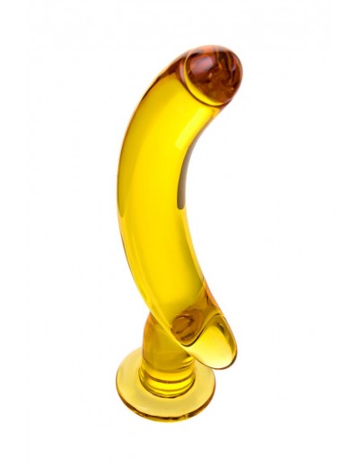 Жёлтый стимулятор-банан из стекла - 17,5 см.