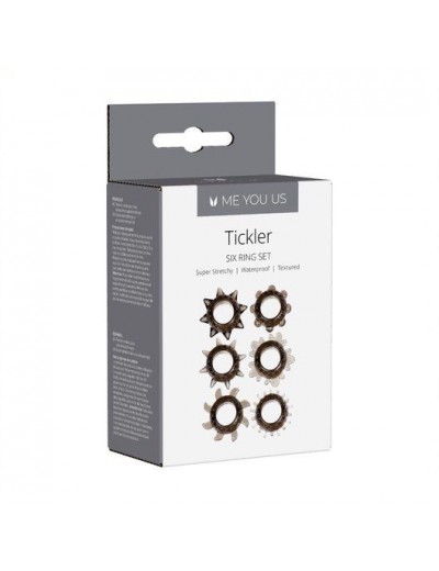 Набор из 6 дымчатых колец Tickler Set Textured Ring
