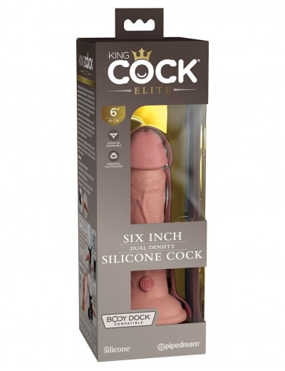 Телесный фаллоимитатор 6  Silicone Dual Density Cock - 17 см.