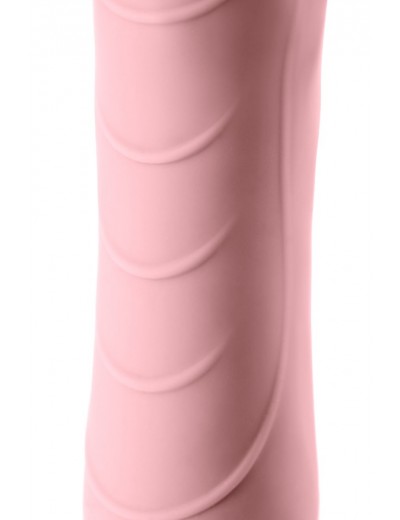 Розовый силиконовый вибратор с функцией нагрева и пульсирующими шариками FAHRENHEIT - 19 см.