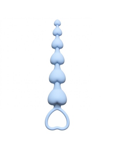 Голубая анальная цепочка Heart s Beads Blue - 18 см.