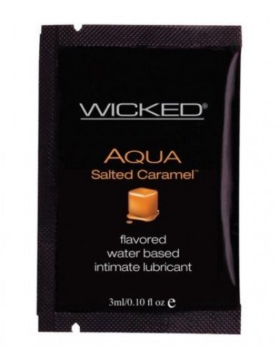 Лубрикант со вкусом соленой карамели Wicked Aqua Salted Caramel - 3 мл.