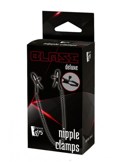 Черные зажимы на соски на цепочке BLAZE DELUXE NIPPLE CLAMPS