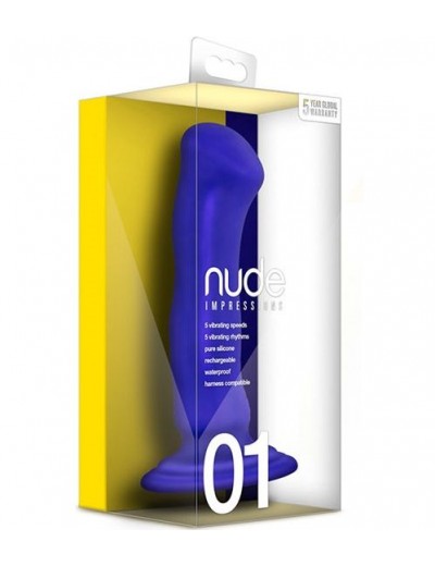 Синий перезаряжаемый вибратор Nude Impressions 01 - 15 см.