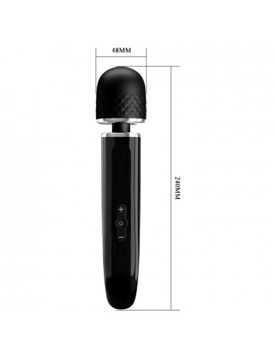 Черный мощный жезловый вибратор с изогнутой ручкой Charming Massager - 24 см.