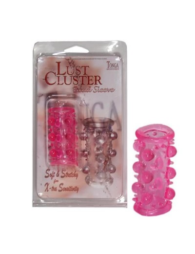 Эластичная розовая насадка с шипами и шишечками JELLY JOY LUST CLUSTER PINK