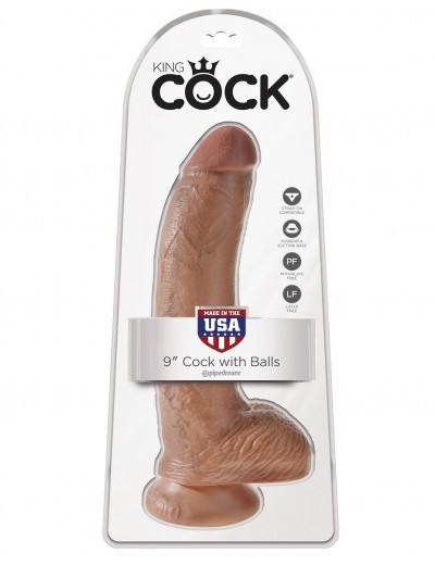 Фаллоимитатор-мулат 9  Cock with Balls - 22,9 см.