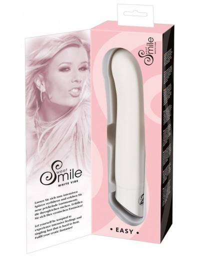 Белоснежный вибратор Smile Easy из силикона - 22 см.