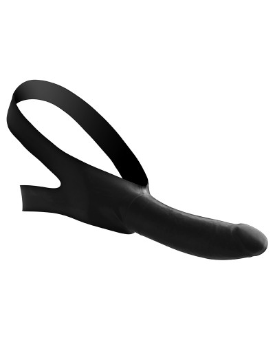 Черный кляп-страпон Masters Mini Face Fuck Strap-On - 14 см.
