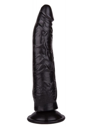 Фаллоимитатор на присоске из чёрного геля - 17 см.