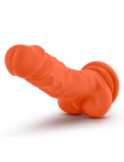 Оранжевый фаллоимитатор 7.5 Inch Silicone Dual Density Cock with Balls - 19 см.