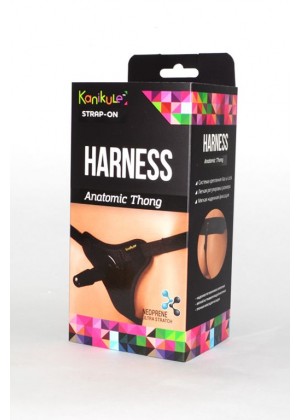 Чёрные трусики с плугом Kanikule Strap-on Harness Anatomic Thong