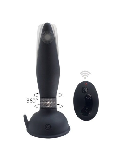 Черный анальный вибростимулятор Remote Control Anal Plug - 17,5 см.