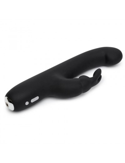 Чёрный вибратор Slimline G-Spot Rechargeable Rabbit Vibrator - 24,1 см.