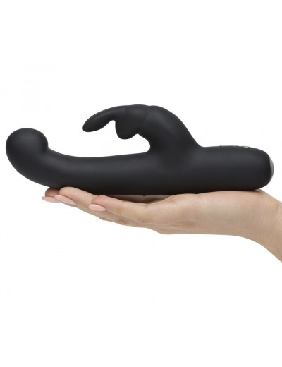 Чёрный вибратор Slimline G-Spot Rechargeable Rabbit Vibrator - 24,1 см.