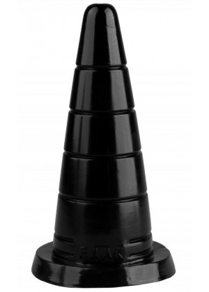 Черный рельефный анальный конус - 18,7 см.