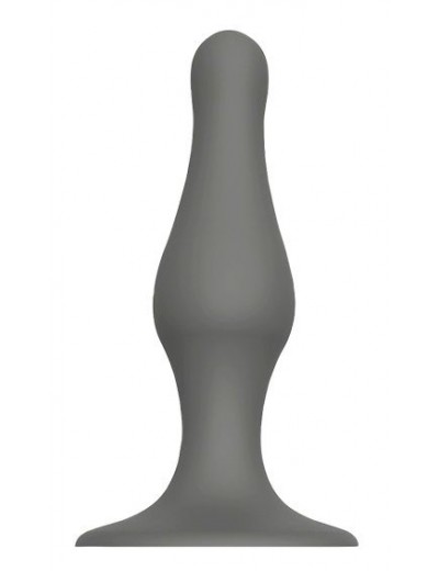 Серый удлиненный анальный стимулятор PLUG WITH SUCTION CUP - 10,3 см.