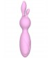 Розовый мини-вибратор Emily с ушками - 16 см.