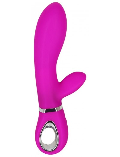 Лиловый вибратор с клиторальным отростком Super Soft Silicone Rabbit Vibrator - 20,2 см.