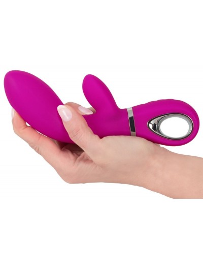 Лиловый вибратор с клиторальным отростком Super Soft Silicone Rabbit Vibrator - 20,2 см.