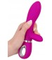 Лиловый вибратор с клиторальным отростком Super Soft Silicone Rabbit Vibrator - 20,2 см.