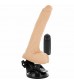 Телесный вибратор на мощной присоске Basecock Realistic Vibrator - 20 см.