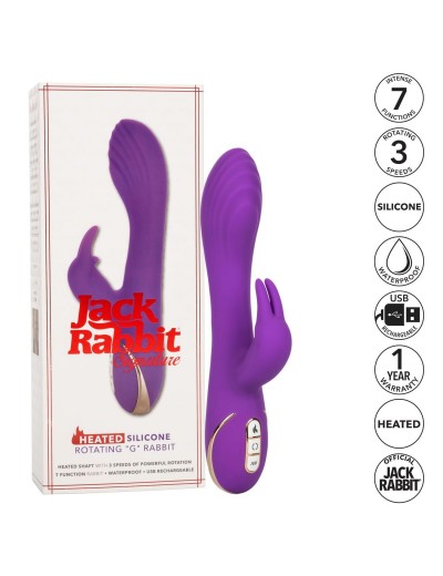 Фиолетовый вибратор-кролик с нагревом Jack Rabbit Signature Heated Silicone Rotating - 21,5 см.