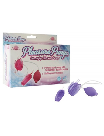Фиолетовая помпа с вибрацией Pleasure Pump Butterfly Clitoral