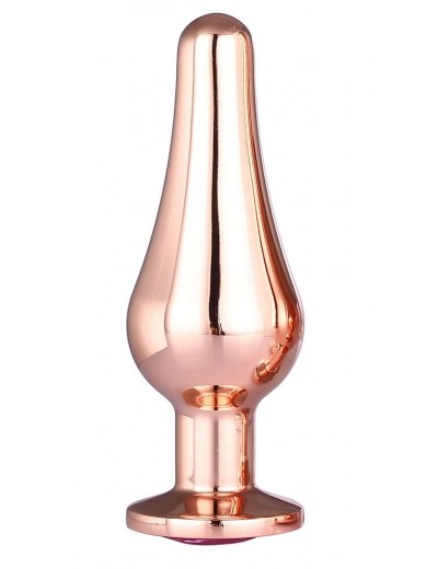 Золотистая анальная пробка с кристаллом Rose Gold Pleasure Plug S - 9 см.