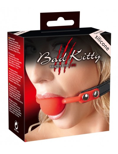 Силиконовый кляп-шар на чёрных ремешках Red Gag silicone