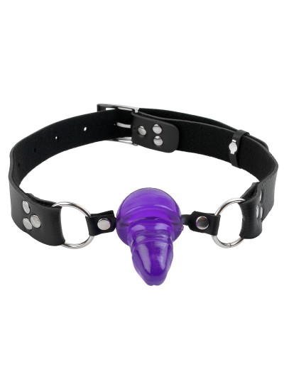 Фиолетовый гелевый кляп-фаллос Penis Ball Gag