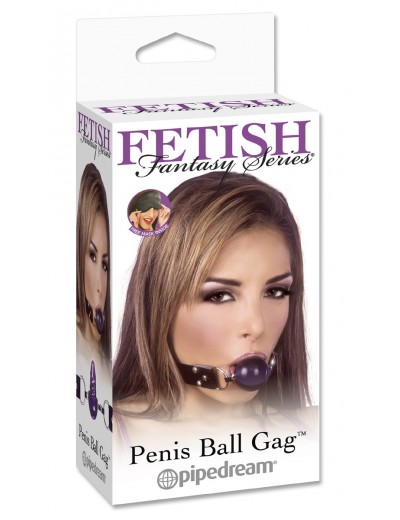 Фиолетовый гелевый кляп-фаллос Penis Ball Gag