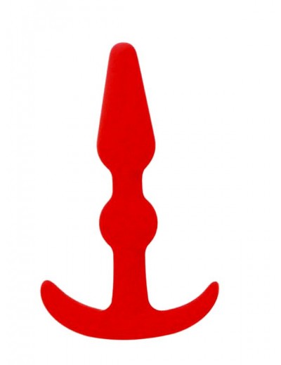 Красная анальная втулка T-SHAPE SILICONE BUTT PLUG RED - 8,9 см.