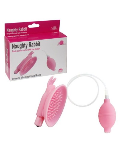 Розовая вакуумная помпа для клитора Naughty Rabbit