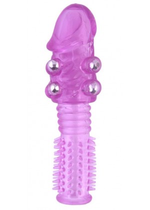 Фиолетовая стимулирующая насадка с шипами и шишечками - 13,5 см.