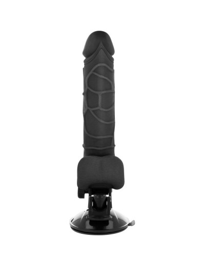 Черный вибратор на мощной присоске Basecock Realistic Vibrator - 18,5 см.