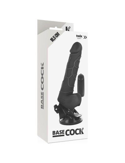 Черный вибратор на мощной присоске Basecock Realistic Vibrator - 18,5 см.