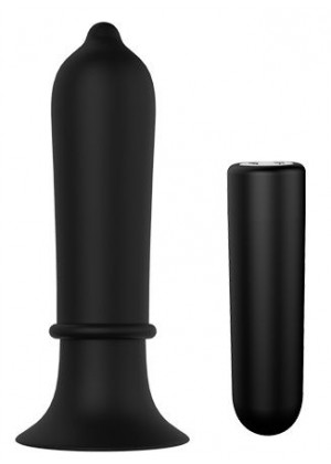 Черный вибромассажер для анальной стимуляции TORPEDO PLUG - 11,2 см.