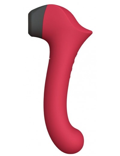 Бордовый вакуумный вибростимулятор с нагреваемой ручкой Halo 2 - 22,5 см.