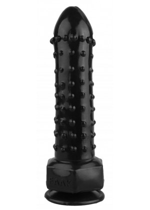 Черный фаллоимитатор с шипиками - 21,5 см.