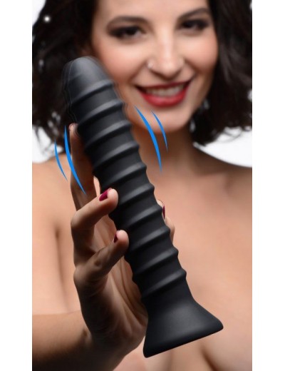 Черный спиралевидный вибромассажер Power Screw 10X Spiral Silicone Vibrator - 20,3 см.