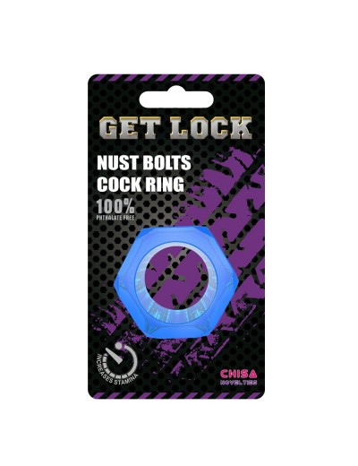 Синее эрекционное кольцо-шестигранник Nust Bolts Cock Ring