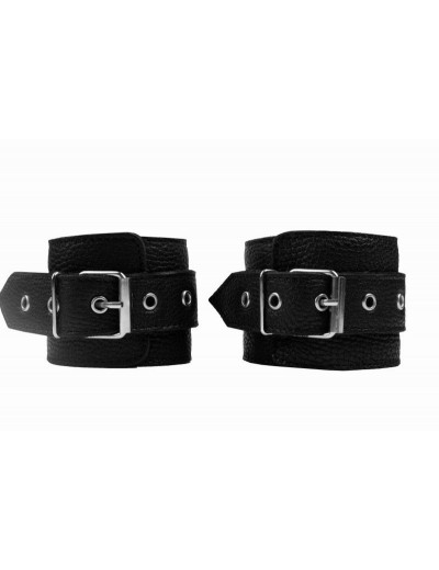 Черные наручники с фиксацией на двух карабинах