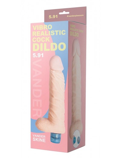 Телесный вибромассажёр Vibro Realistic Cock Dildo - 18 см.