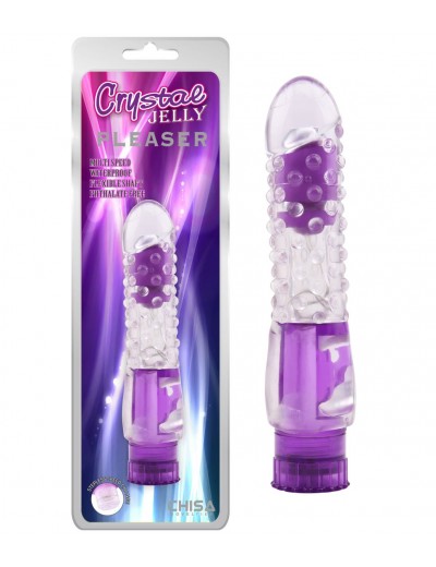 Фиолетовый вибратор Pleaser с шишечками - 16,2 см.