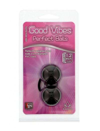 Чёрные вагинальные шарики на мягкой сцепке GOOD VIBES PERFECT BALLS