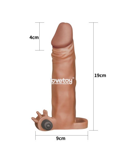 Коричневая вибронасадка-удлинитель на пенис Add 2 Pleasure X Tender Vibrating Penis Sleeve - 19 см.