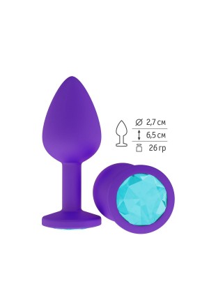 Фиолетовая силиконовая пробка с голубым кристаллом - 7,3 см.